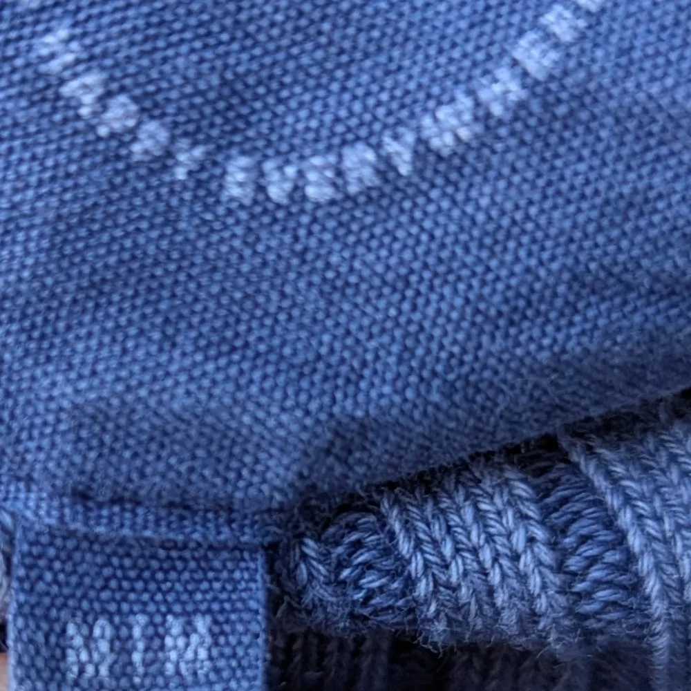 Aerie Checked Out Oversized Crew Neck Sweatshirt Ribbed Boxy Fit Medium Blue